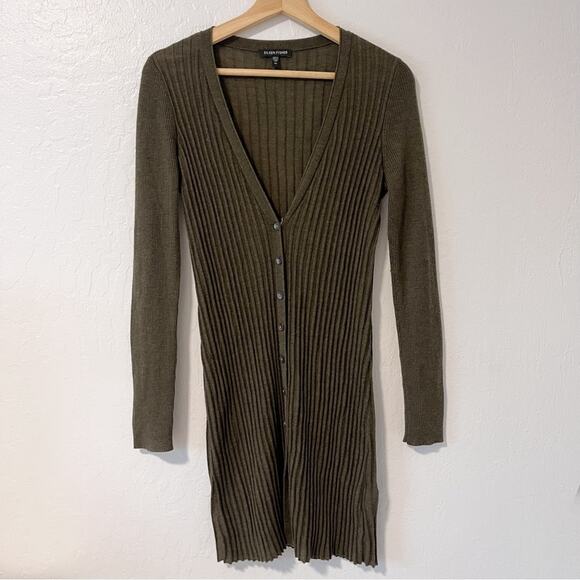 Eileen Fisher Sweaters - Eileen Fisher | Merino Wool Rubbed Button Up Long Cardigan